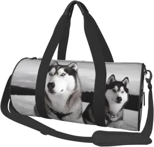 Husky dogs snow Duffle Bag for Women Men Personal Item Travel Bag Canvas Weekender Overnight Bag Lightweight Sports Tote Gym Bag Carry On Luggage Bag