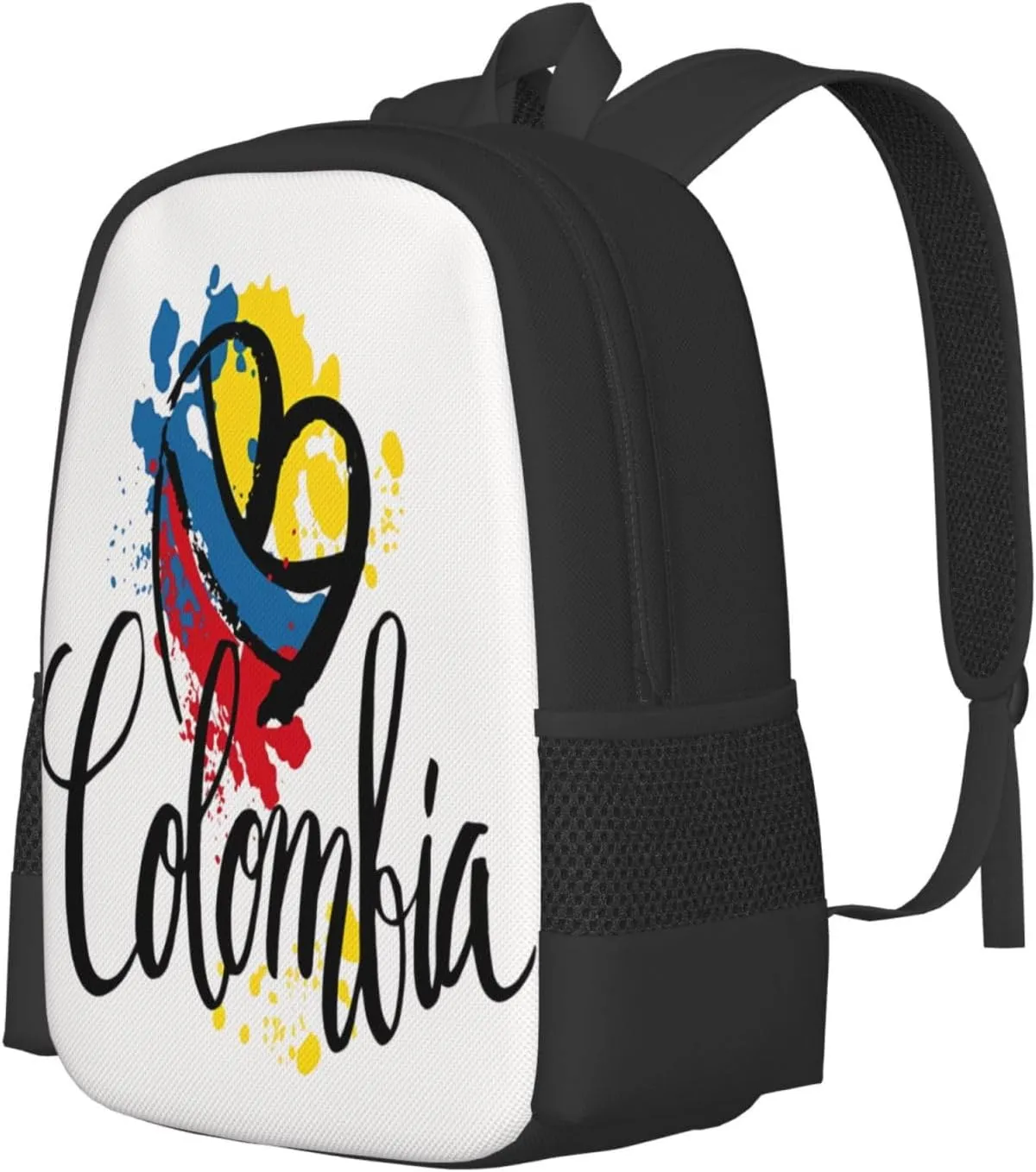 I Love Colombia National Flag Colors Heart Casual Backpack Large Capacity Backpacks 15 Inch Laptop Back Pack Travel Rucksack Daypack Commuter Bags with Adjustable Strap for Camping