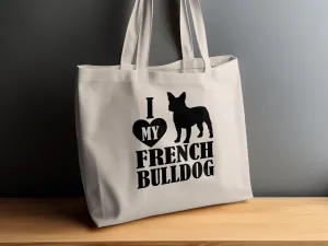I Love My French Bulldog Tote Bags
