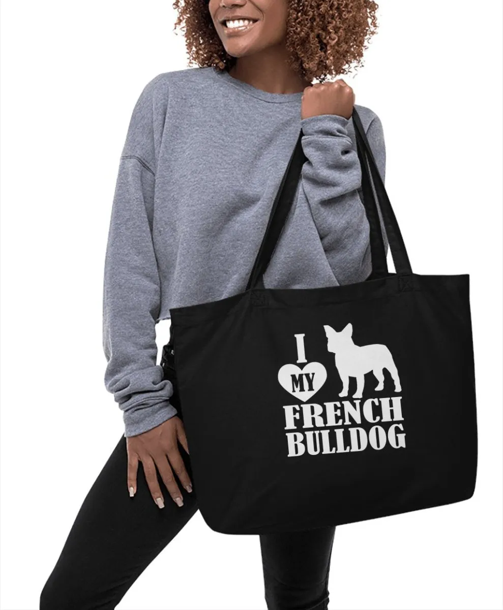 I Love My French Bulldog Tote Bags