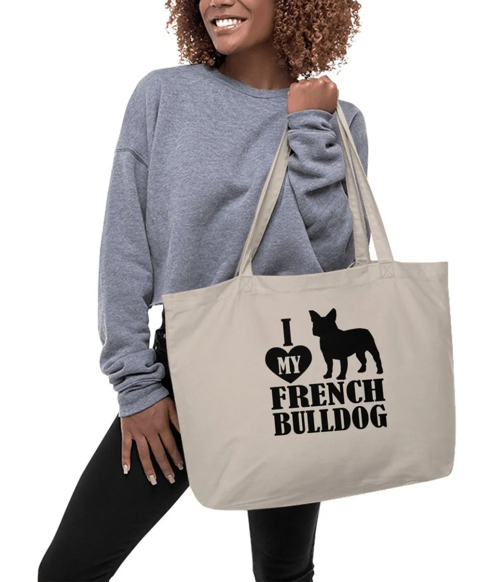 I Love My French Bulldog Tote Bags