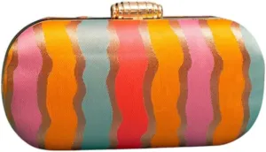 Indian Ethnic Designer Multicolor Cylindrical Shape Clutch for Women to Pair with Saree or any Indian Traditional Attire