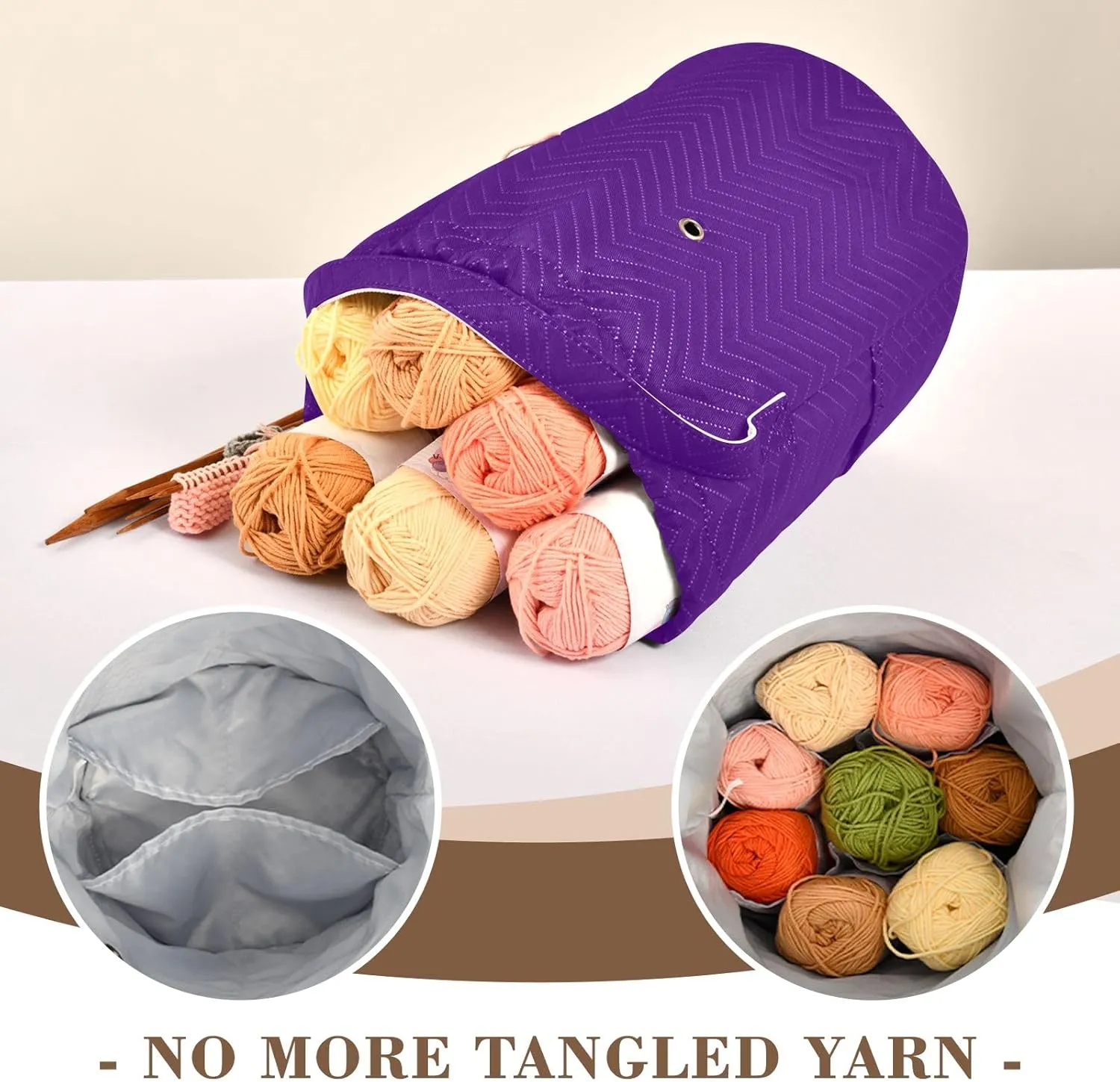 Indigo Custom Crochet Yarn Bag Personalized Small Crochet Bag Travel Yarn Storage Organizer Knitting Bag Craft Bag for Crochet Accessories, Knitting Needles, Crochet Hooks