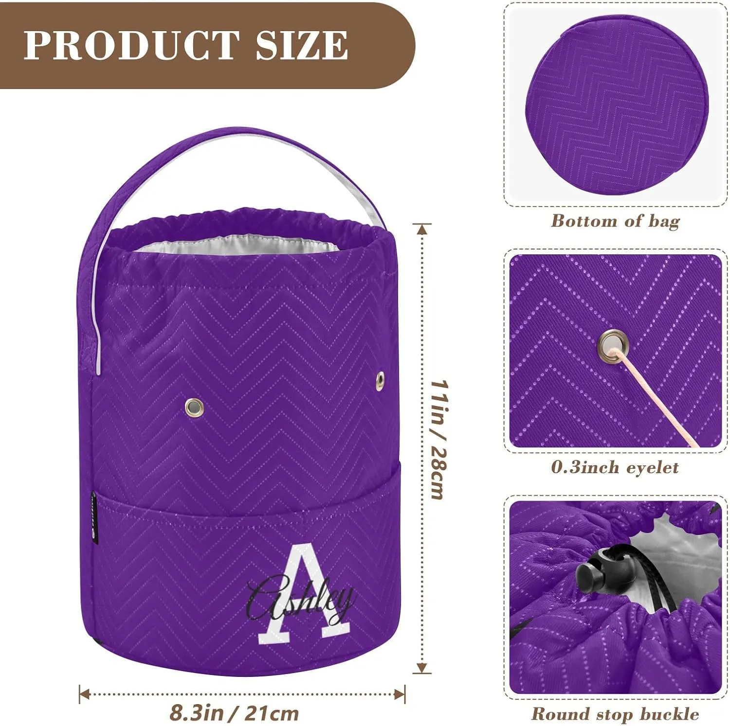 Indigo Custom Crochet Yarn Bag Personalized Small Crochet Bag Travel Yarn Storage Organizer Knitting Bag Craft Bag for Crochet Accessories, Knitting Needles, Crochet Hooks