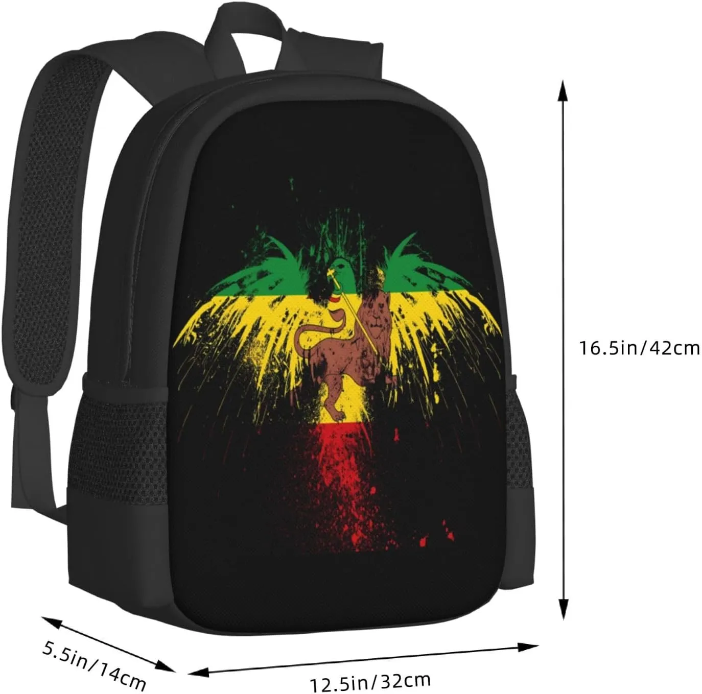 Jamaican Flag Eagle Lion Casual Backpacks Large Capacity Backpack Laptop Rucksack Sport Daypack Commuter Bags with Adjustable Strap for Traveling Camping