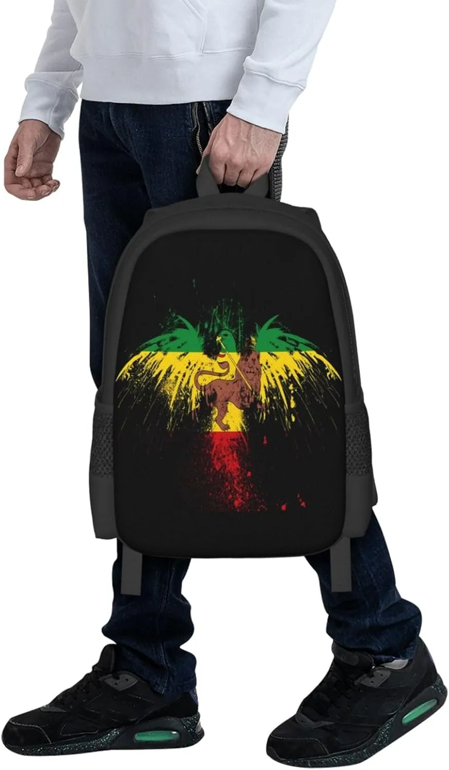 Jamaican Flag Eagle Lion Casual Backpacks Large Capacity Backpack Laptop Rucksack Sport Daypack Commuter Bags with Adjustable Strap for Traveling Camping