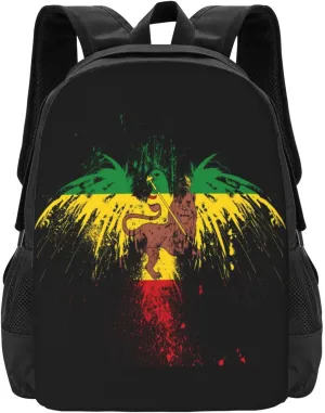 Jamaican Flag Eagle Lion Casual Backpacks Large Capacity Backpack Laptop Rucksack Sport Daypack Commuter Bags with Adjustable Strap for Traveling Camping