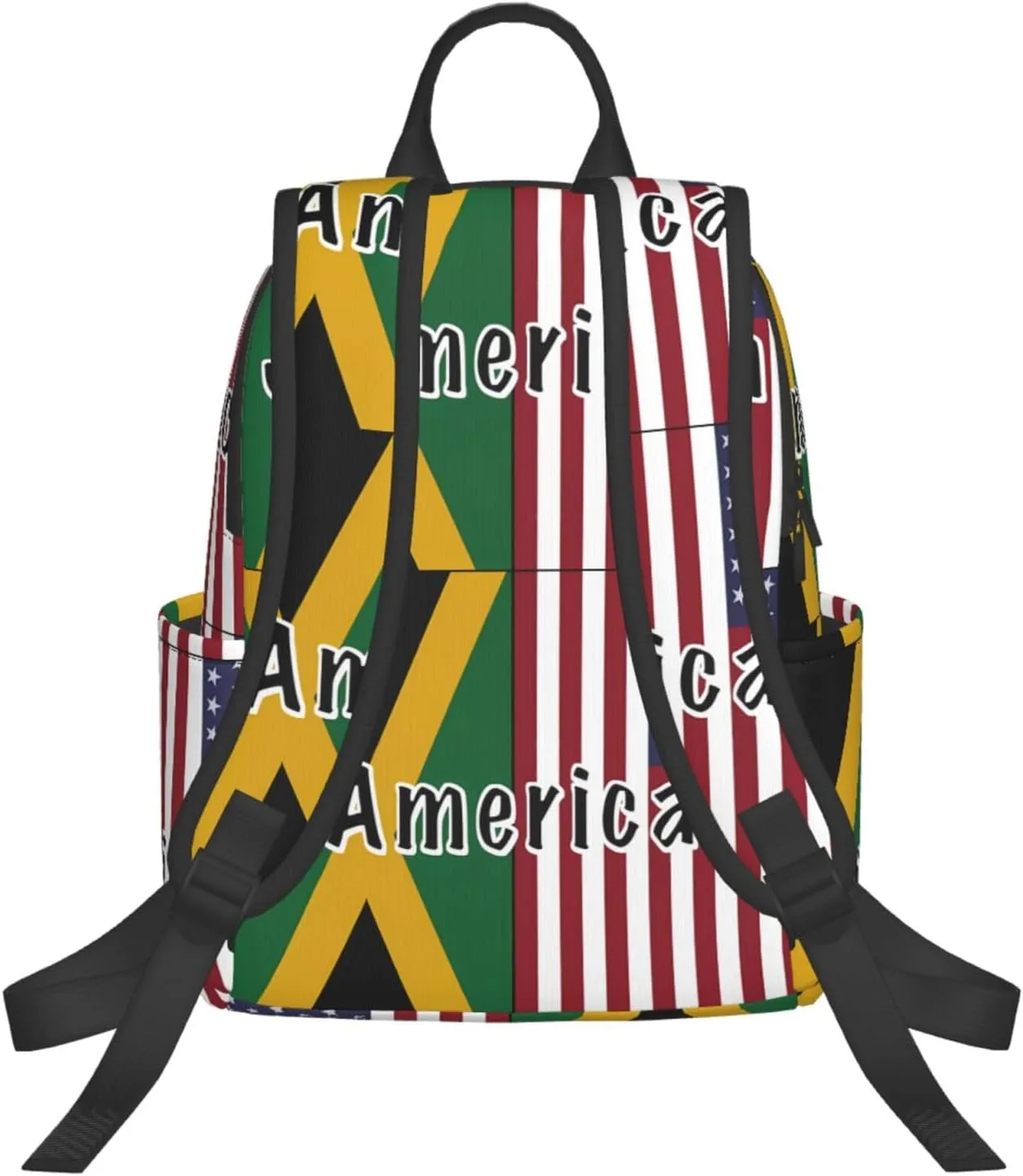 Jamaican Roots And American Flag Travel Backpacks Casual Laptop Backpack Sport Rucksack Large Capacity Daypack Multi-Pockets Adjustable Strap Bag for Working Hiking