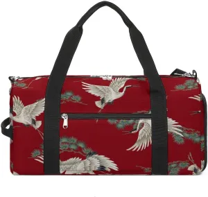 Japanese Crane Sports Tote Gym Bag for Women Men, Overnight Bag with Shoe Compartment Water Resistant