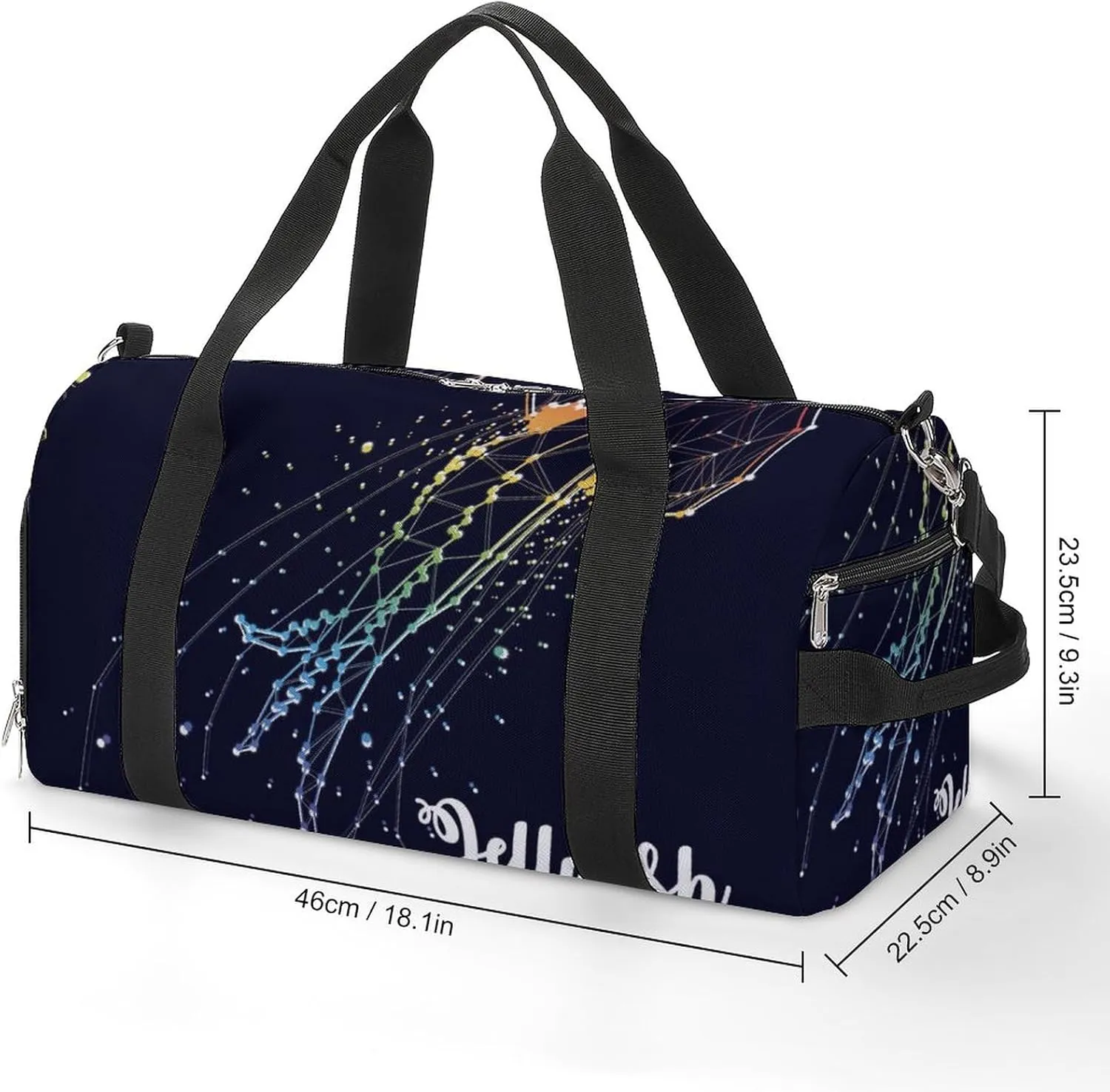 Jellyfish Constellations Graphics Sports Tote Gym Bag for Women Men, Overnight Bag with Shoe Compartment Water Resistant