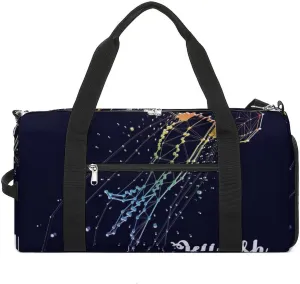 Jellyfish Constellations Graphics Sports Tote Gym Bag for Women Men, Overnight Bag with Shoe Compartment Water Resistant