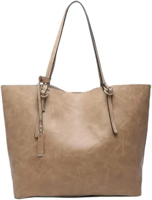 JEN & CO. Vegan Leather Tote Bag for Women - Over the Shoulder Bag Iris Tote w/Snap Closure and Inner Crossbody Bag (M1614)