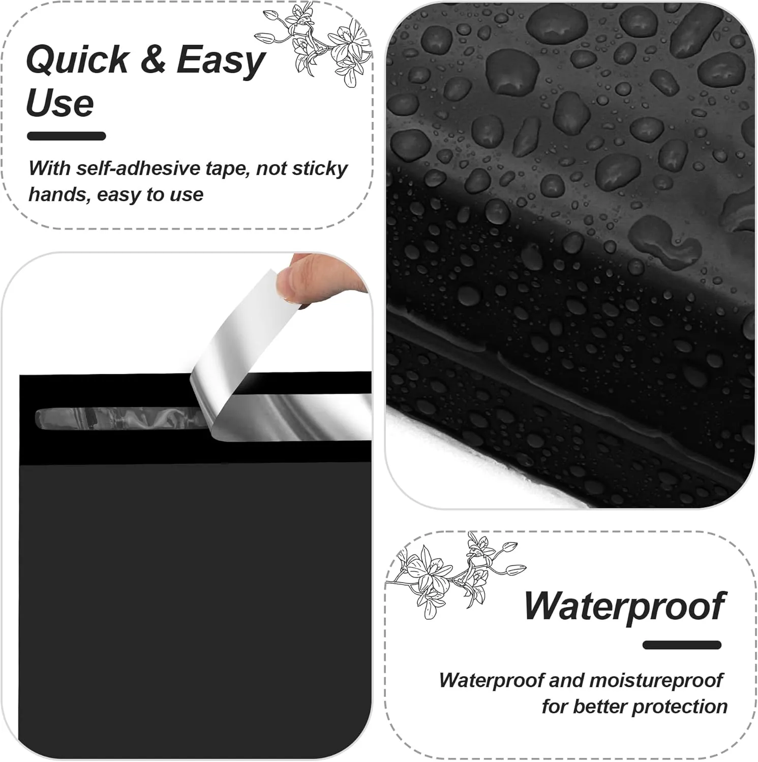 JinRuiKJ Thank You Poly Mailer 14.5x19 Inch 50 PCS, Shipping Bags for Clothing, Packaging Bags for Small Business, Strong Adhensive, Waterproof and Tear-Resistant Mailing Envelopes, Black