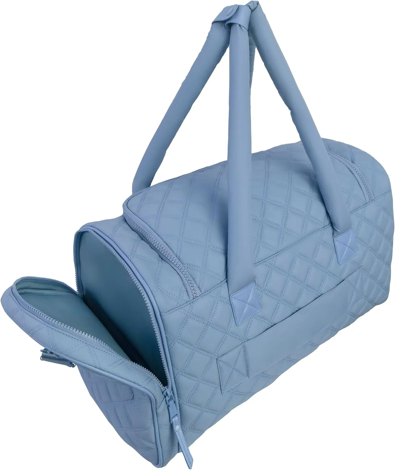 Joan & David 20 Inch Diamond Quilted Puffer Nylon Carry-On Foldable Travel Duffle (Denim)