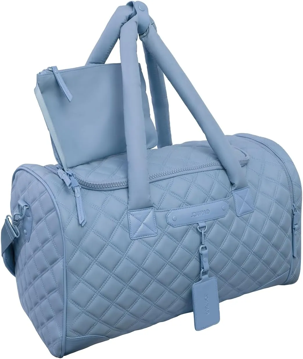 Joan & David 20 Inch Diamond Quilted Puffer Nylon Carry-On Foldable Travel Duffle (Denim)