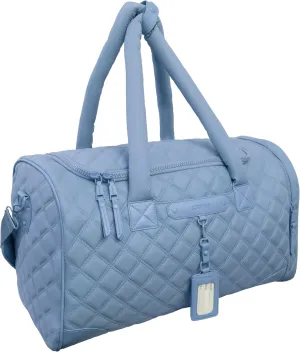 Joan & David 20 Inch Diamond Quilted Puffer Nylon Carry-On Foldable Travel Duffle (Denim)