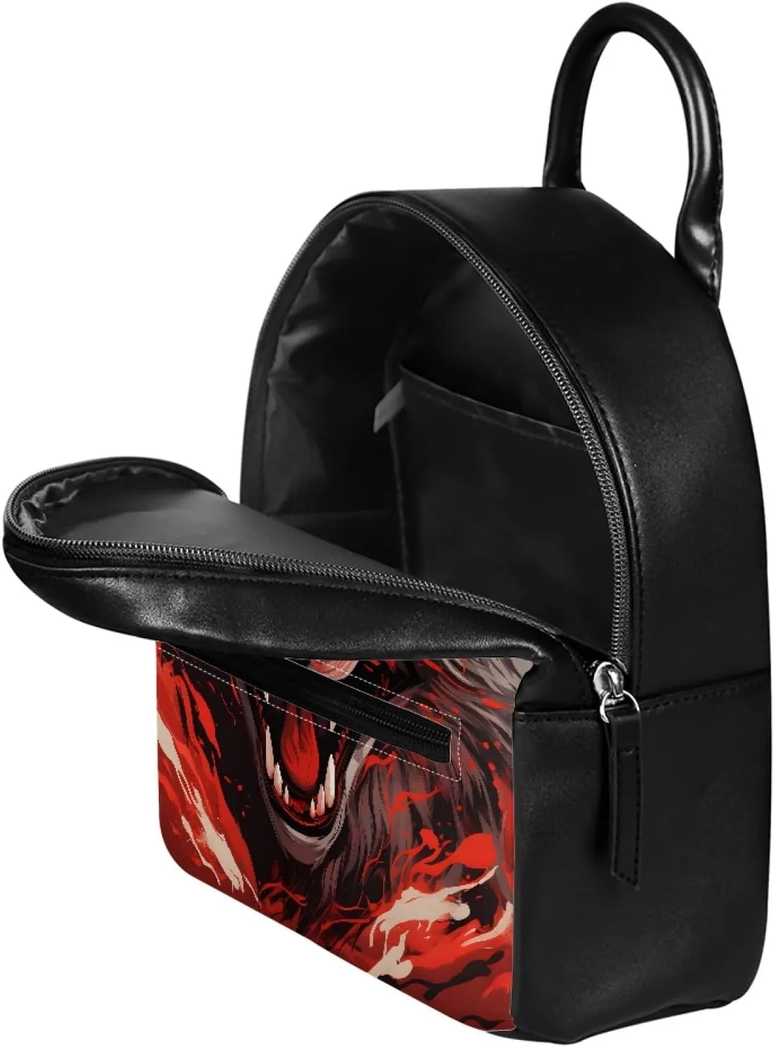 JooMeryer Galaxy Wolf Mini Backpacks for Teen Kids Boys pu Leather Casual Daypack Shoulder Bags for College Students,Anger Wolf