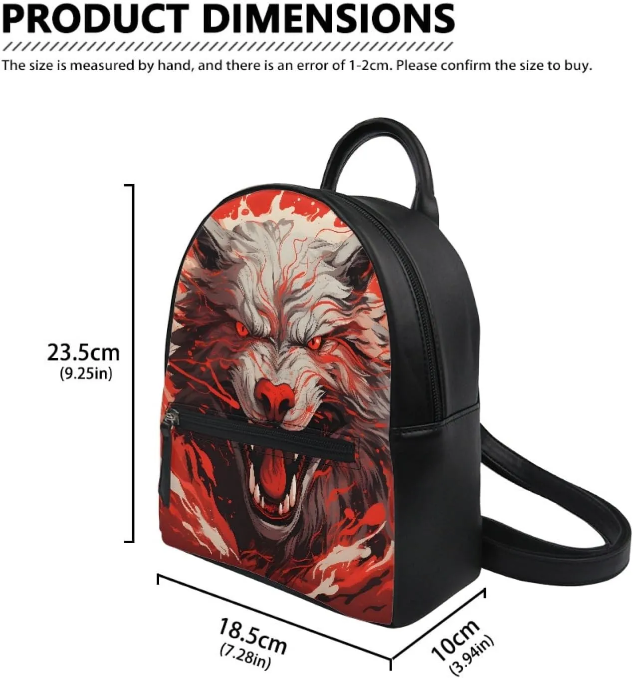 JooMeryer Galaxy Wolf Mini Backpacks for Teen Kids Boys pu Leather Casual Daypack Shoulder Bags for College Students,Anger Wolf