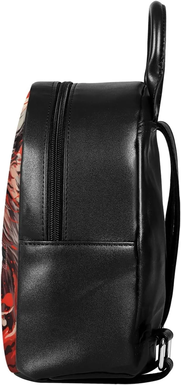 JooMeryer Galaxy Wolf Mini Backpacks for Teen Kids Boys pu Leather Casual Daypack Shoulder Bags for College Students,Anger Wolf