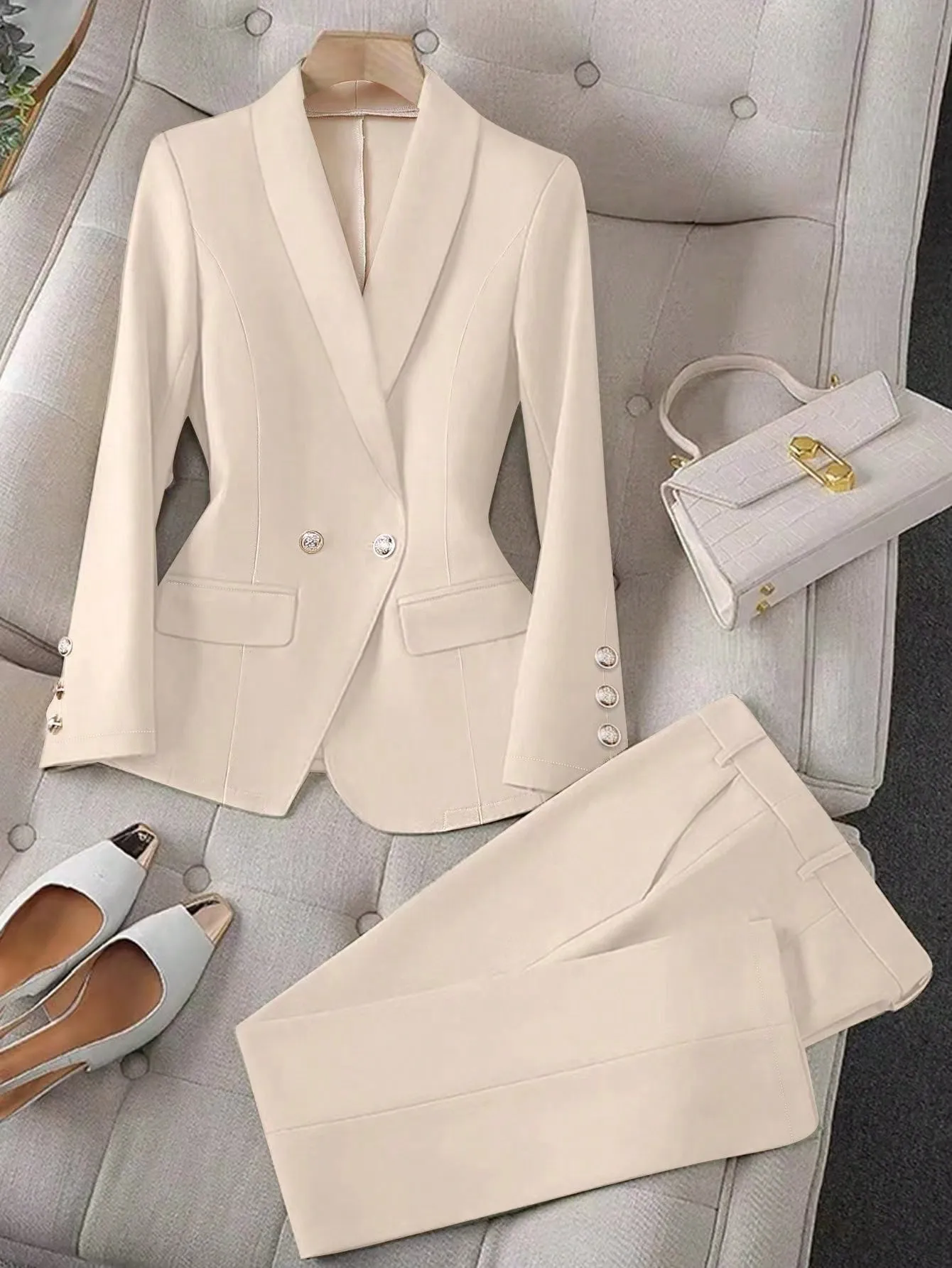 Juego de chaqueta y pantalones de traje albaricoque