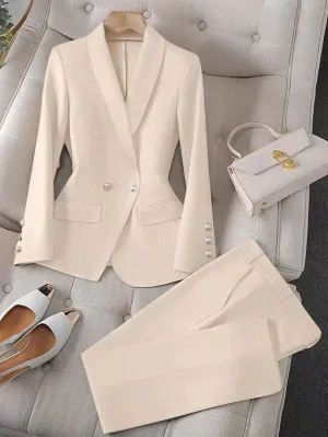 Juego de chaqueta y pantalones de traje albaricoque