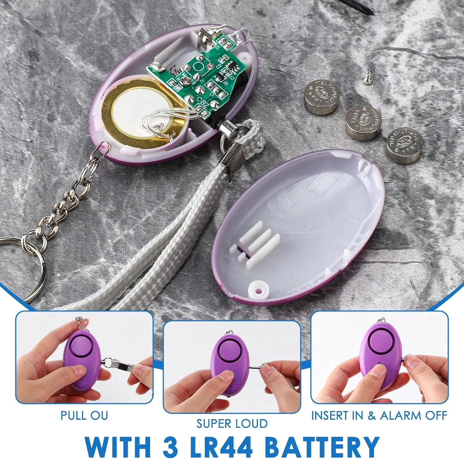 Kanayu 76 Pcs Personal Alarm Bulk 130DB Safe Sound Emergency Safety Self Defense Security Alert Keychain with Led Light Personal Protection Alarm for Women Girls Kids Elderly(Mixed Colors,76)