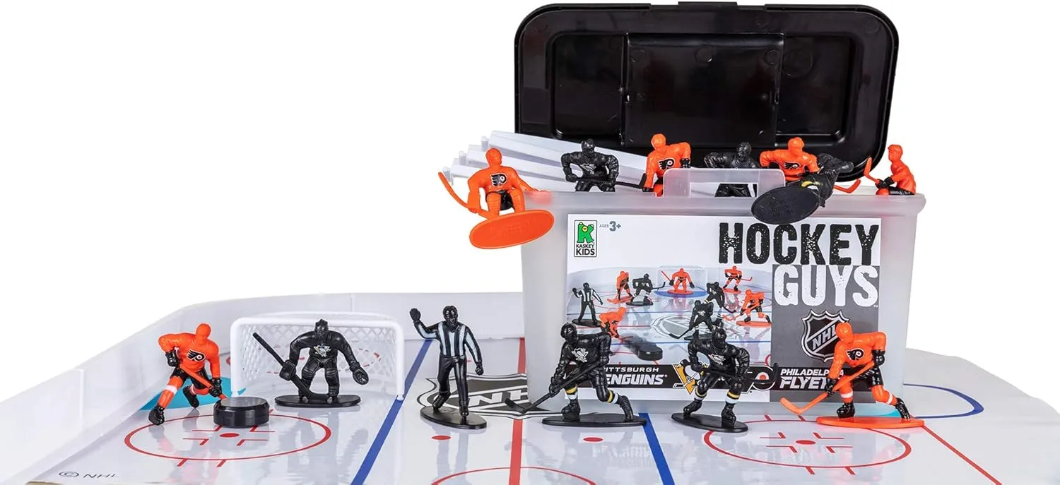 Kaskey Kids NHL Hockey Guys – Penguins vs. Flyers - Inspires Kids Imaginations with Endless Hours of Creative, Open-Ended Play – Includes 2 Teams & Accessories – 25 Pieces in Every Set