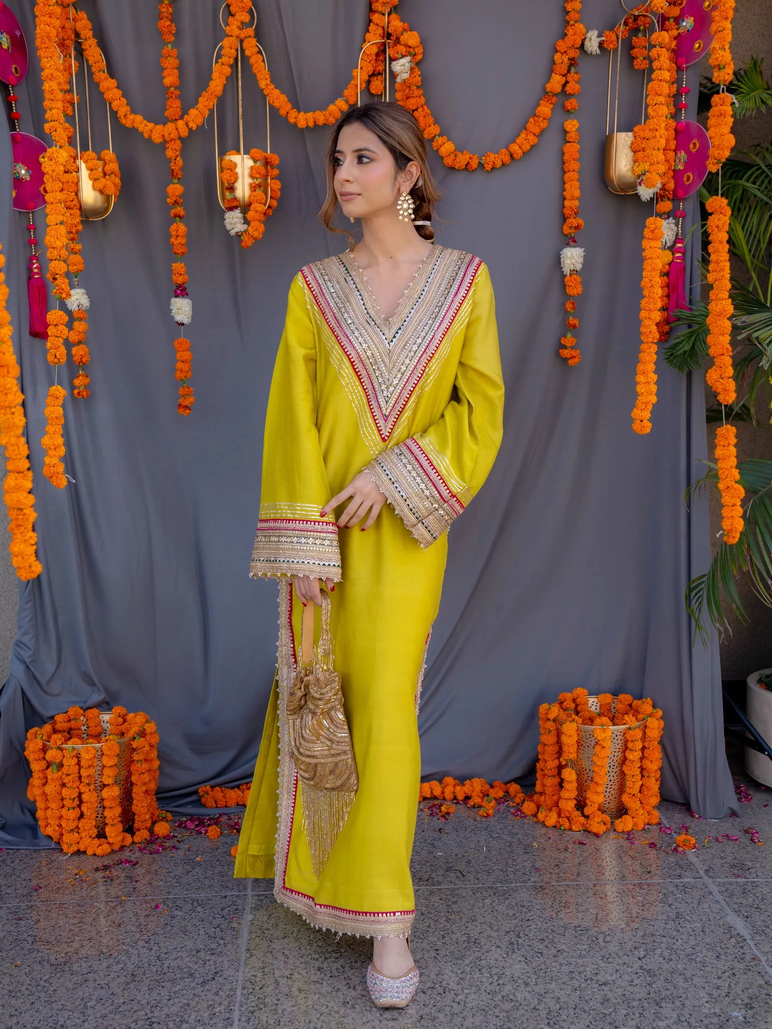Katrina Kaif Glittering Tassels Antique Potli