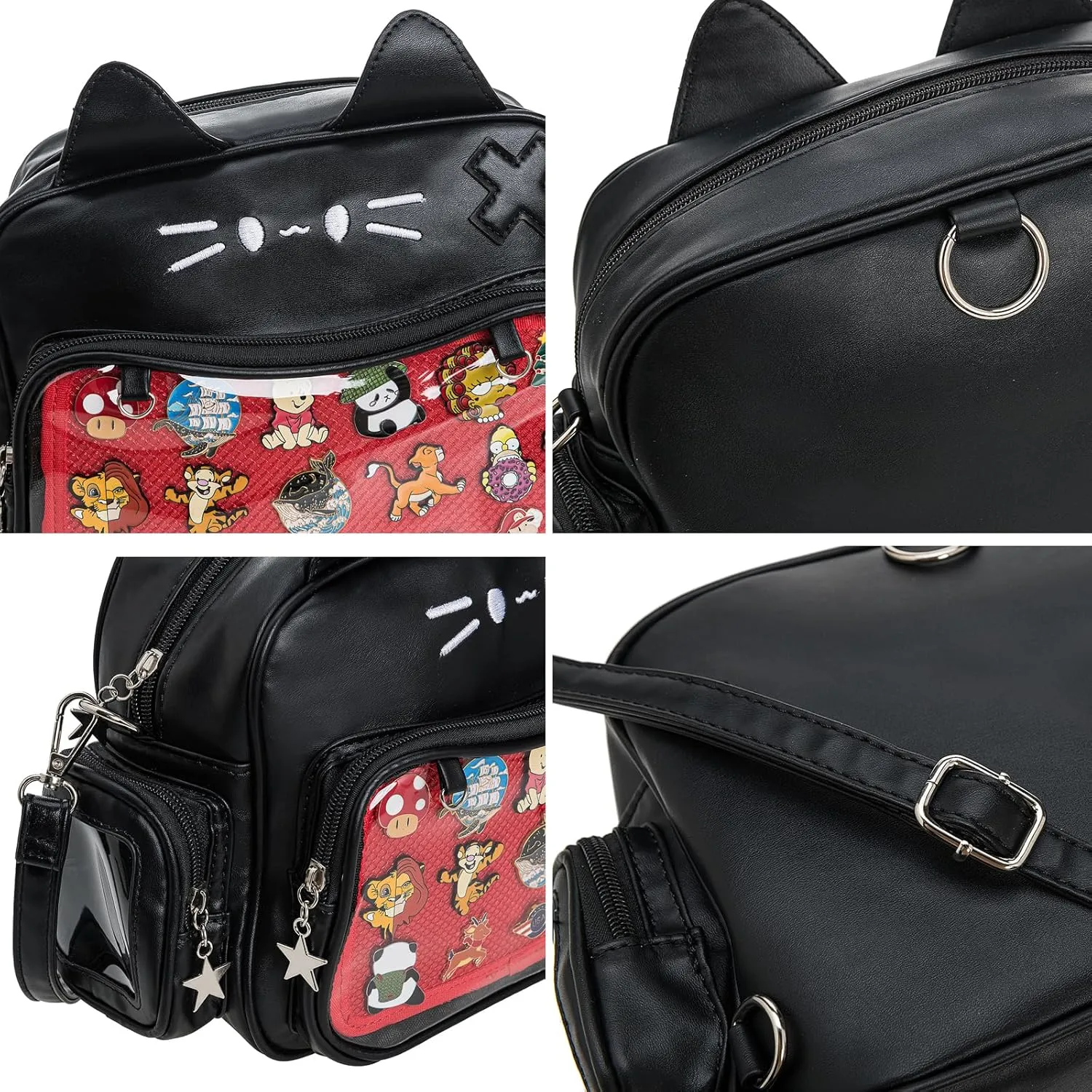 Kawaii Ita Bag Backpack Crossbody Bag Cat Shoulder Bags Multi-Purpose Pin Display with Insert