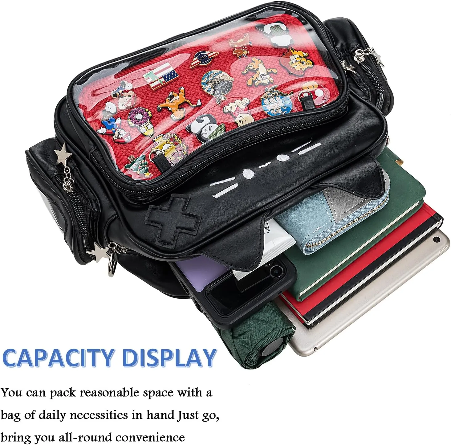 Kawaii Ita Bag Backpack Crossbody Bag Cat Shoulder Bags Multi-Purpose Pin Display with Insert