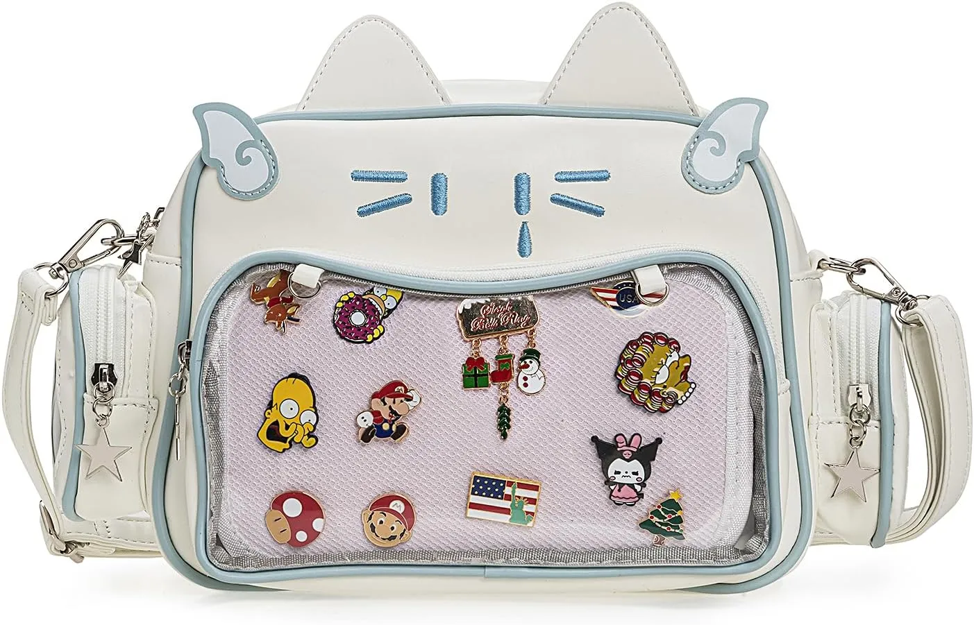 Kawaii Ita Bag Crossbody Bag Cute White Cat Backpack Girls Shoulder Bags Pin Display with Insert