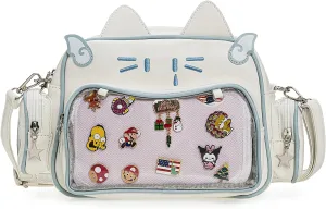 Kawaii Ita Bag Crossbody Bag Cute White Cat Backpack Girls Shoulder Bags Pin Display with Insert