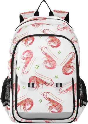 Kids Backpack for Girls Boys Seafood Shrimps Lightweight Elementary School Bag Students Casual Daypack