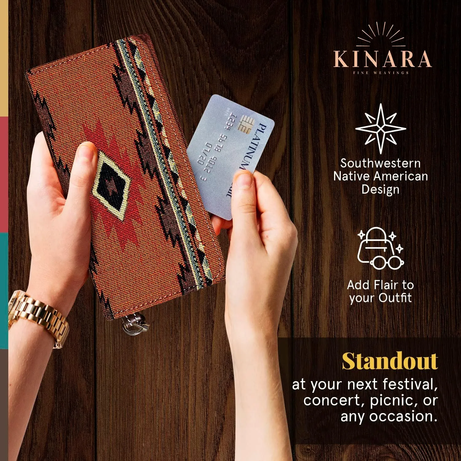 Kinara Cibola Wallet – Southwestern Native American Design – Beautiful and Unique Pattern – Fine Weaving – Stylish and Functional Clutch