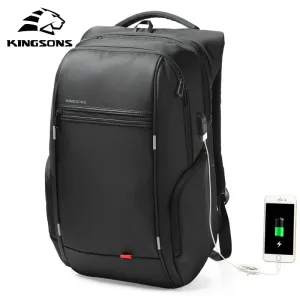 Kingsons 13 Inch External USB Charging Men's Backpack for Computer Bag Women Backpacks Waterproof Anti-theft School Bag