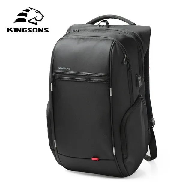Kingsons 13 Inch External USB Charging Men's Backpack for Computer Bag Women Backpacks Waterproof Anti-theft School Bag