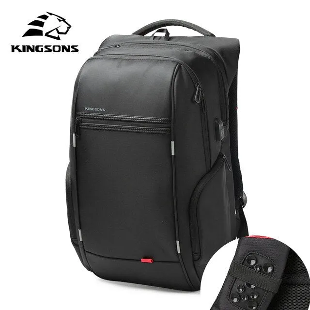 Kingsons 13 Inch External USB Charging Men's Backpack for Computer Bag Women Backpacks Waterproof Anti-theft School Bag