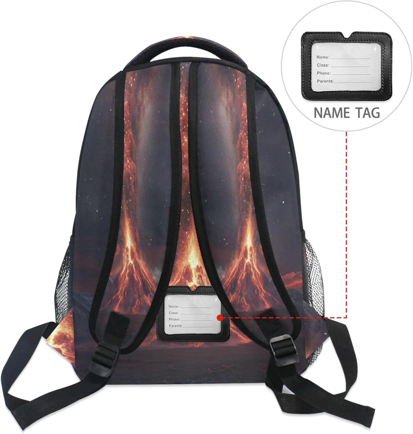 KLL Backpacks for Women Men Fashion Sports Backpack with Chest Strap for College Work Volcanic Eruption Red Flames