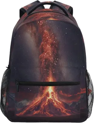 KLL Backpacks for Women Men Fashion Sports Backpack with Chest Strap for College Work Volcanic Eruption Red Flames