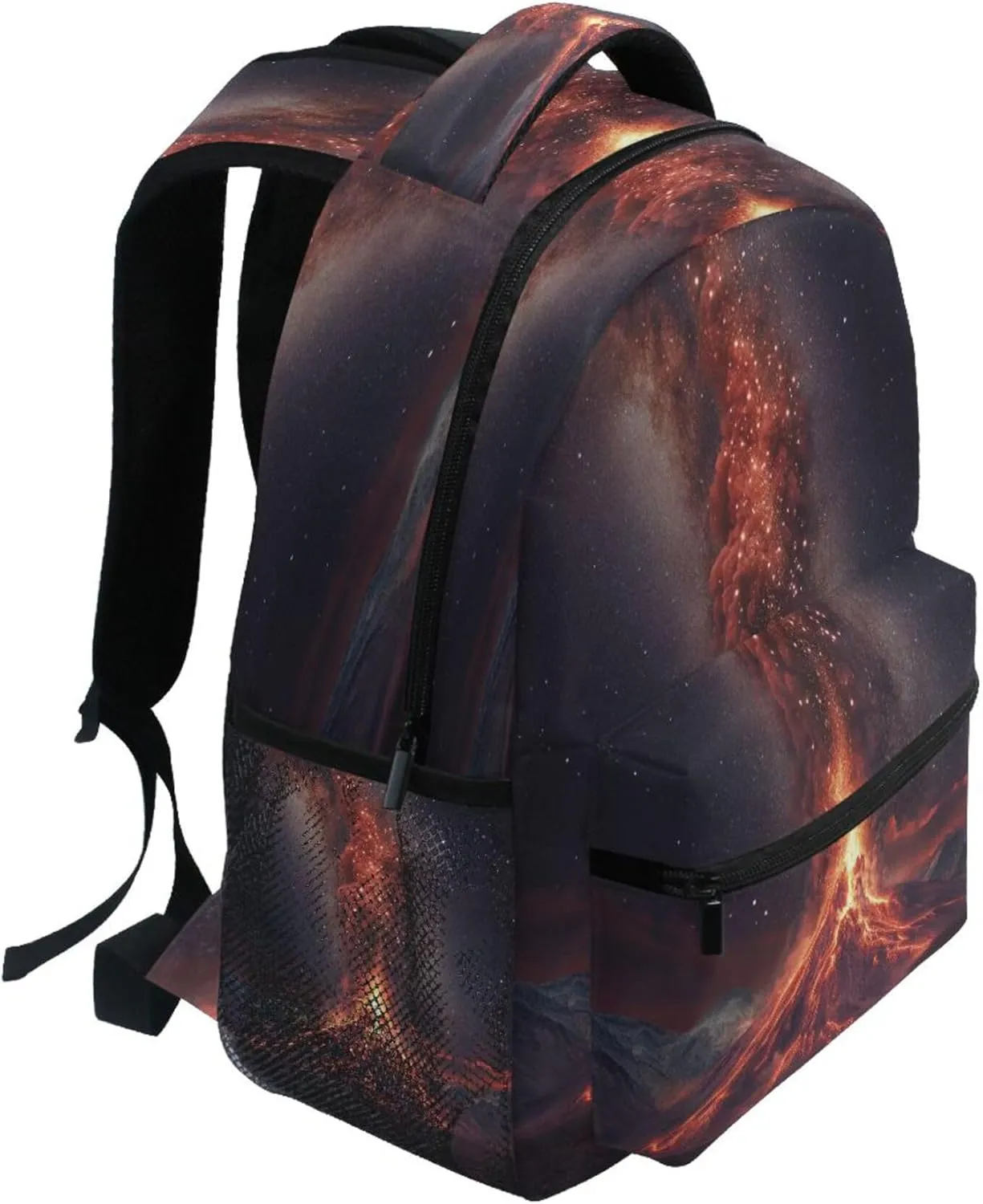 KLL Backpacks for Women Men Fashion Sports Backpack with Chest Strap for College Work Volcanic Eruption Red Flames