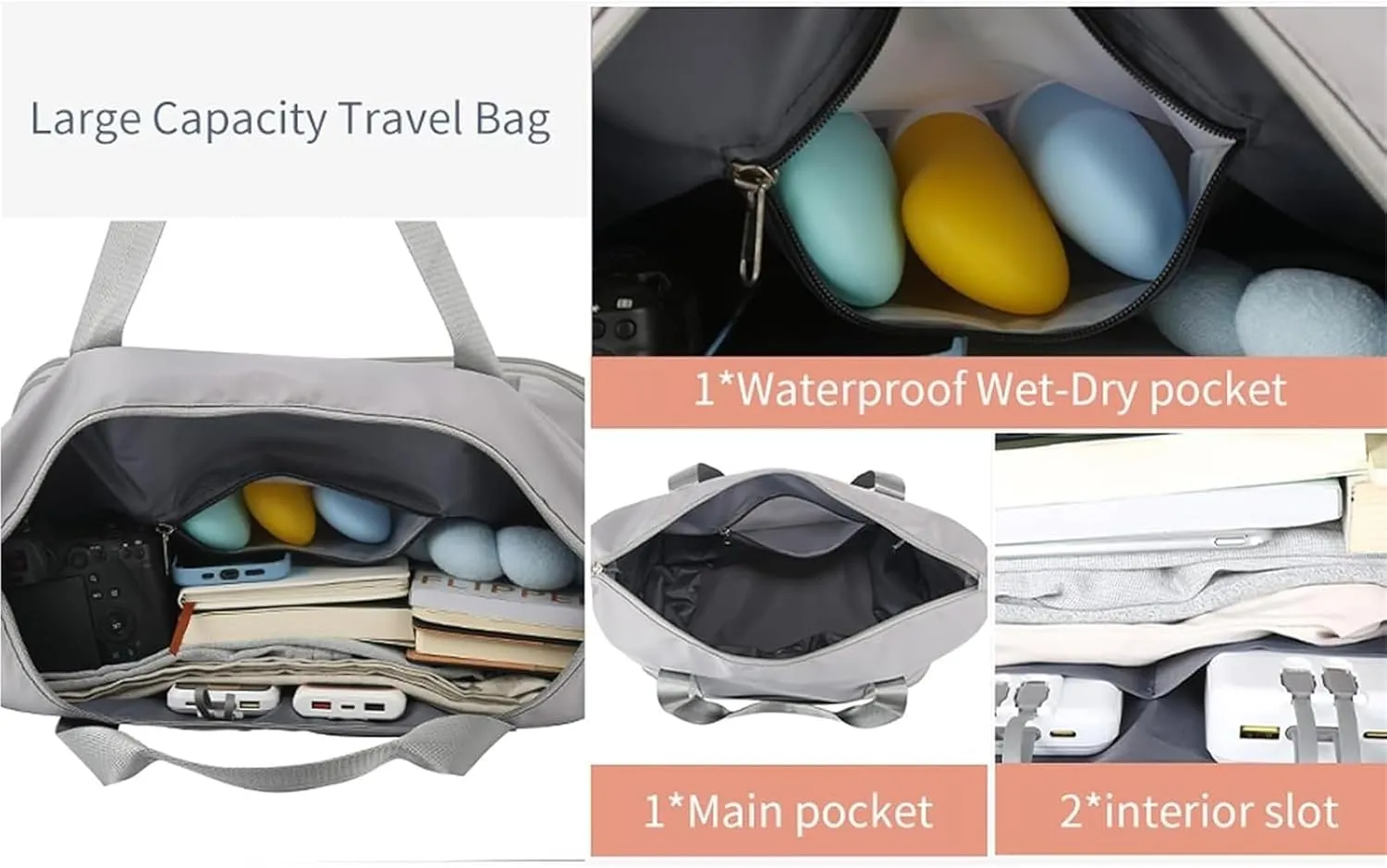 Kulken Travel Bag with Removable Wheels, 2025 New Large Capacity Travel Bag - Universal Wheel Removable(Deeppurple)