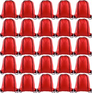 KUUQA 25Pcs Drawstring Backpack Bags String Backpack Sport Bag Sack Cinch Tote Gym Backpack Bulk for Gym Sport Traveling，Red