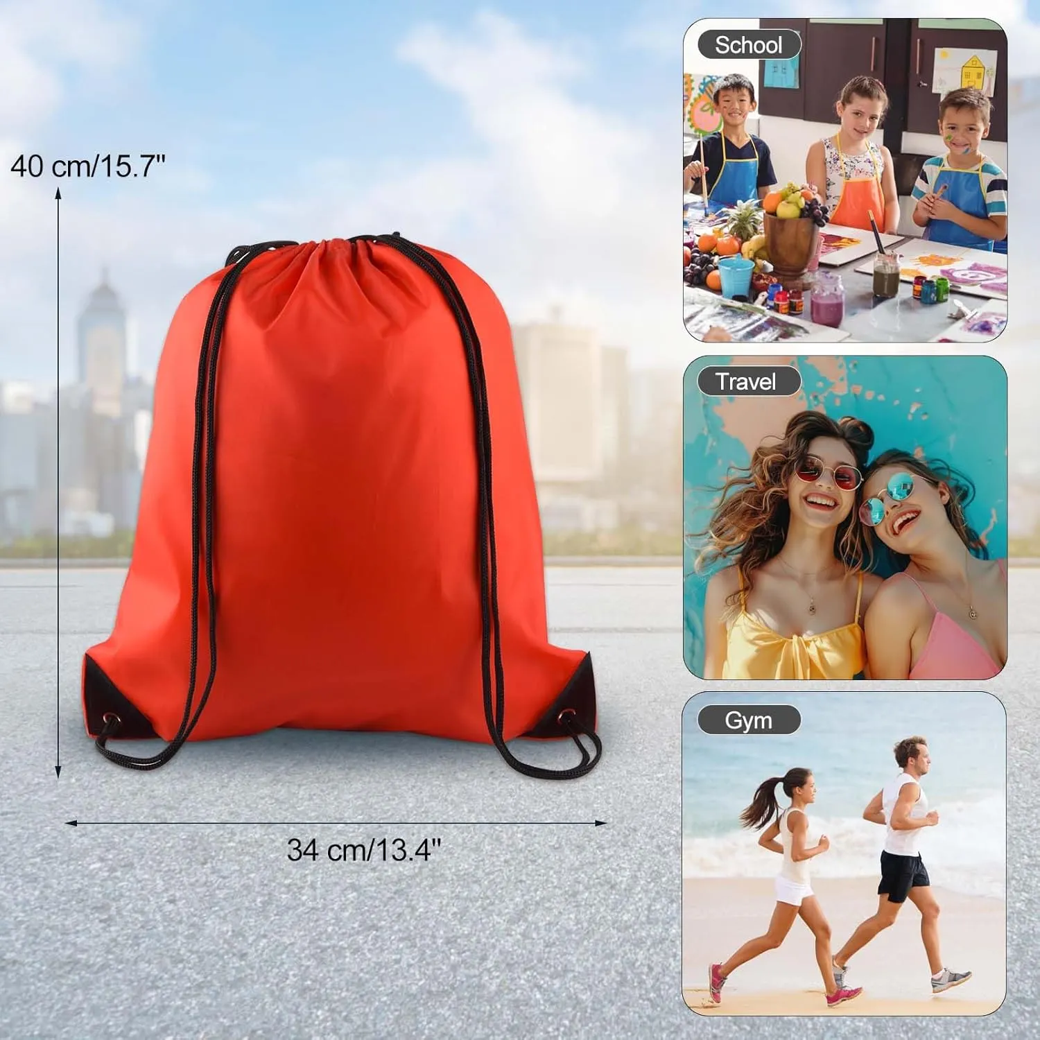 KUUQA 25Pcs Drawstring Backpack Bags String Backpack Sport Bag Sack Cinch Tote Gym Backpack Bulk for Gym Sport Traveling，Red