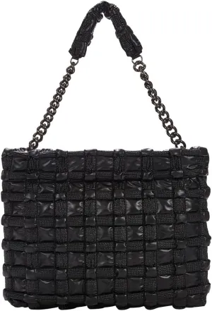 KWANI My Puffy FluffyBag - PU Leather Tote Shoulder Bag for women (Black)