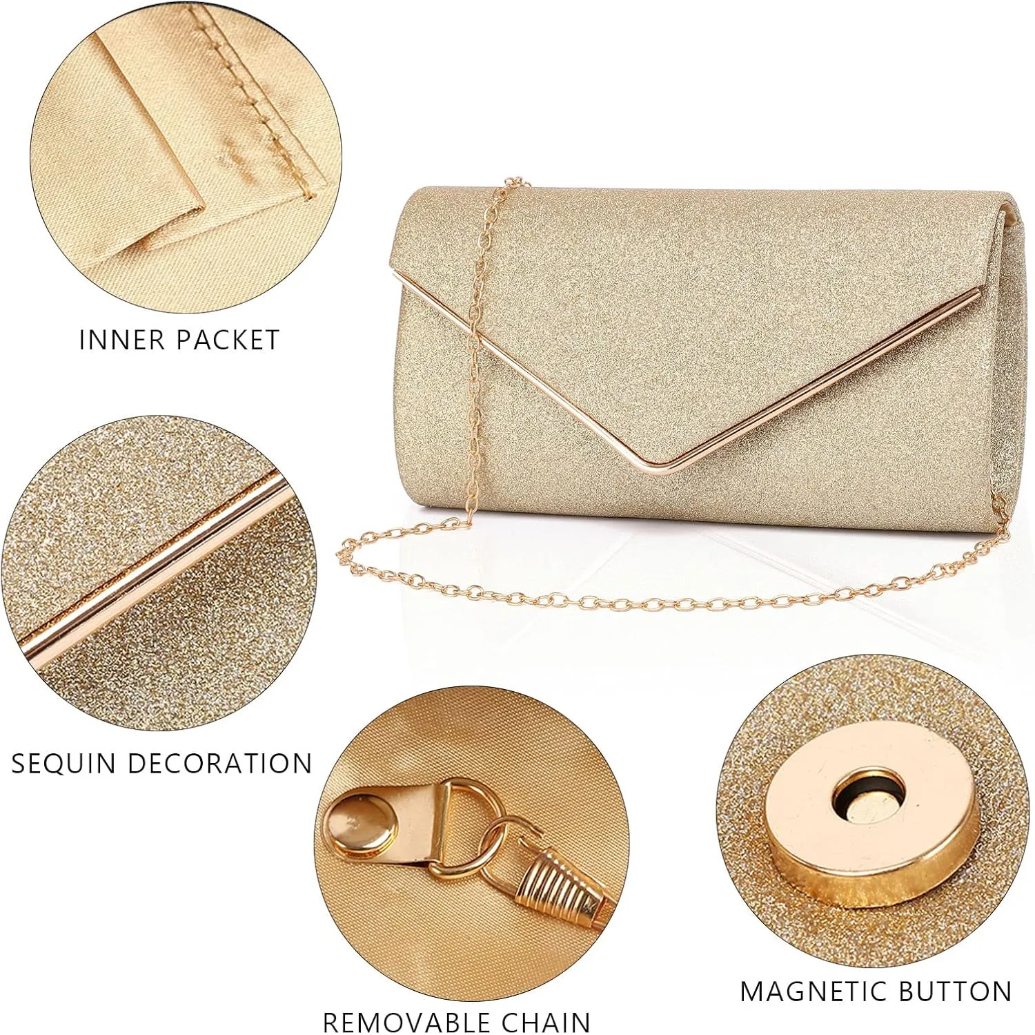 Labair Shining Envelope Clutch Purses for Women Evening Purses and Clutches For Wedding Party.