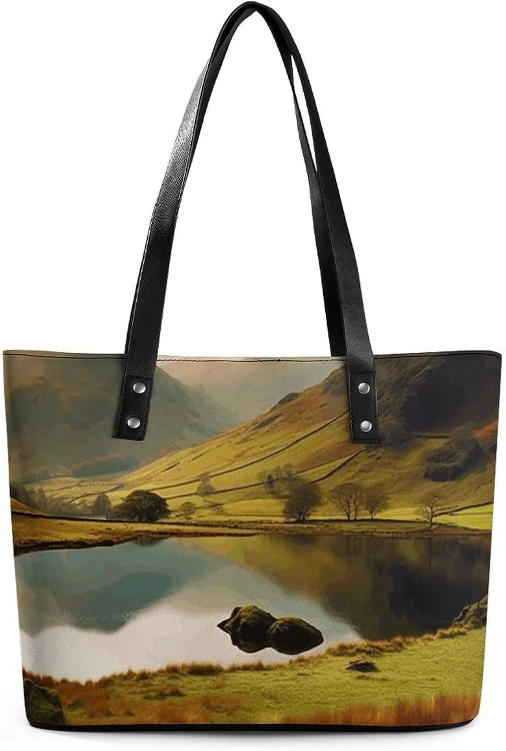 Lake District National Park Leather Lady's Handbag Crossbody Purse for Women Ladies Soft Shoulder Bag Medium Roomy Handbag Fashion Tote Top Handle Satchel