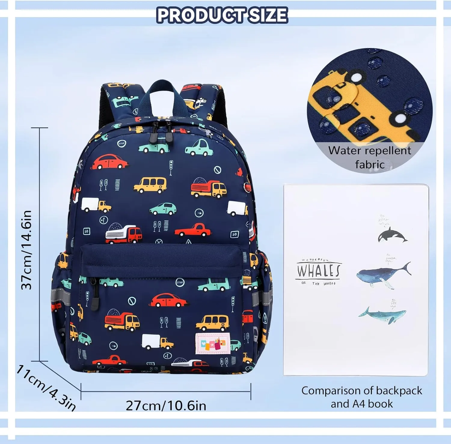Lanola Little Kid Toddler Backpack Baby Boys Girls Kindergarten School Bags Cute Cartoon Backpacks - Dark Blue Car