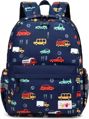 Lanola Little Kid Toddler Backpack Baby Boys Girls Kindergarten School Bags Cute Cartoon Backpacks - Dark Blue Car