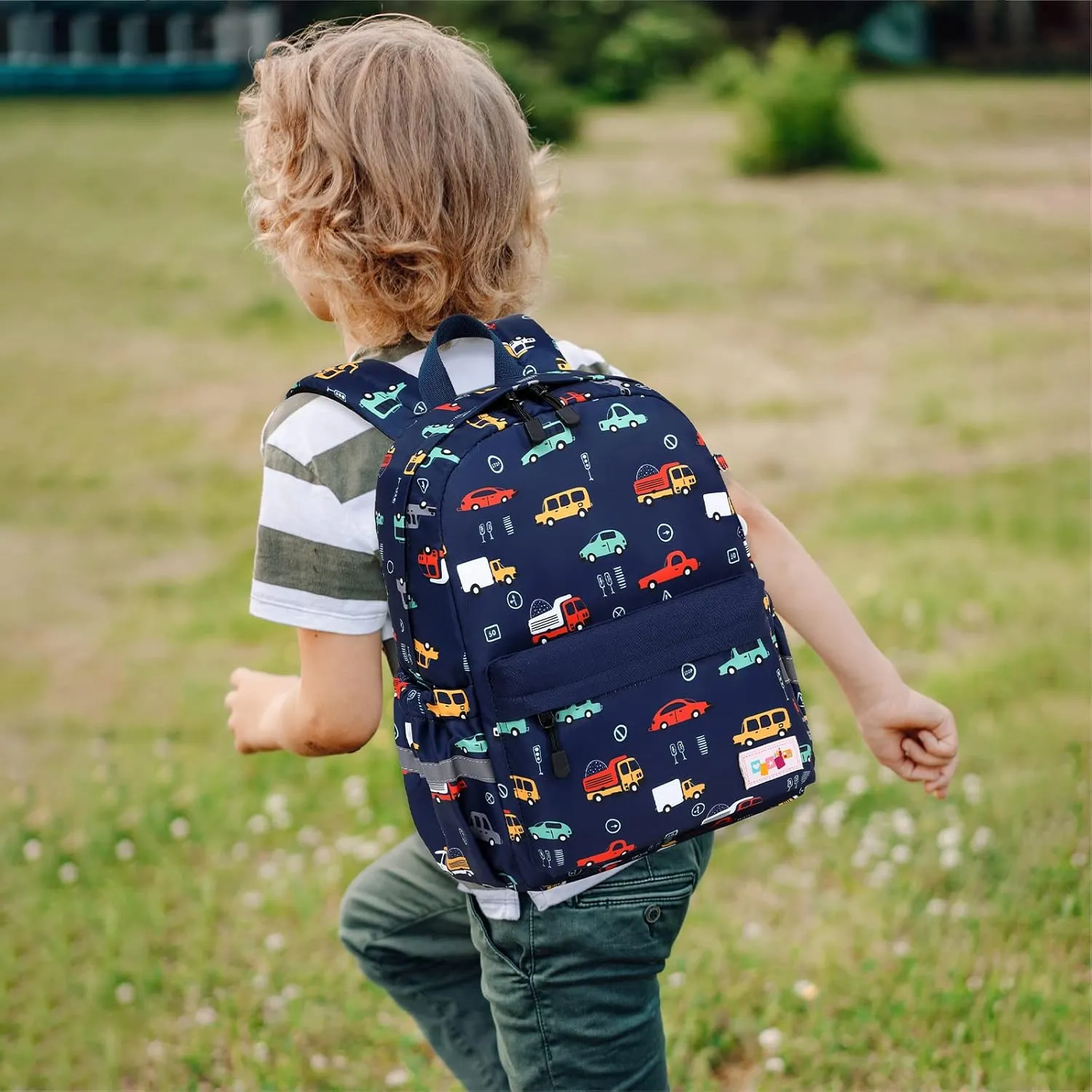 Lanola Little Kid Toddler Backpack Baby Boys Girls Kindergarten School Bags Cute Cartoon Backpacks - Dark Blue Car