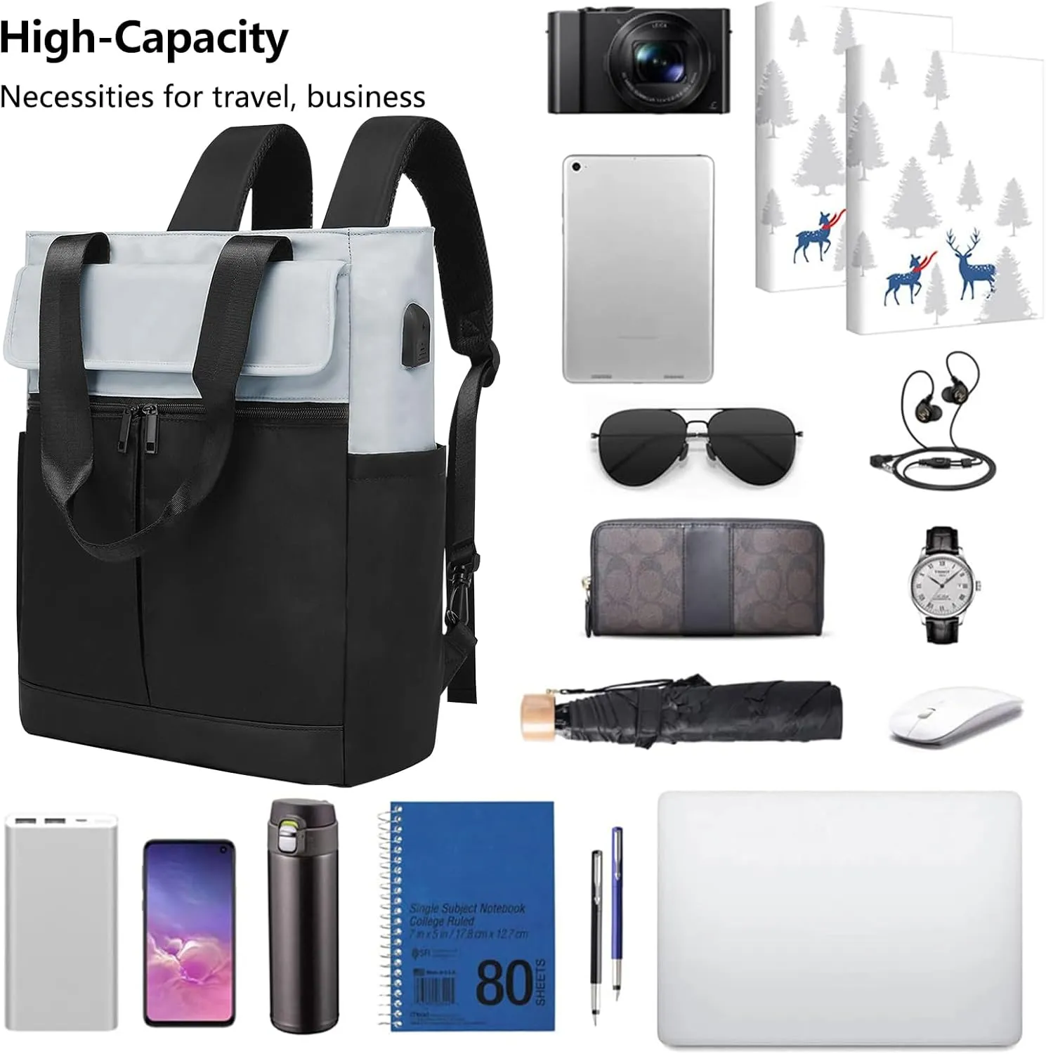 Laptop Backpack for Women,Work Business Backpacks with USB Charging Port,Travel Carry On Backpack,Water Resistant Airline Approved Business Personal Item Travel Bag